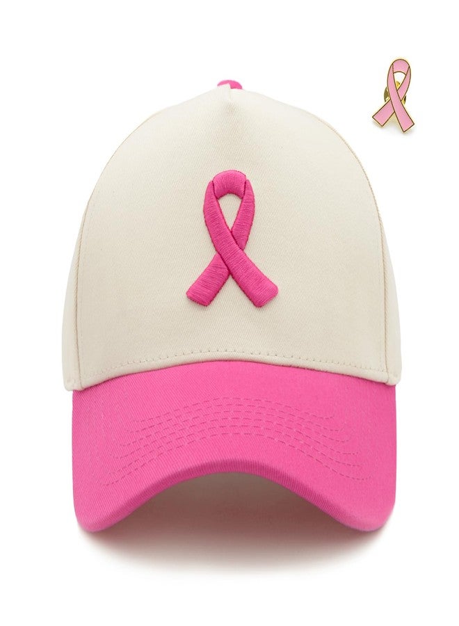HAFOUXIGM Breast Cancer Awareness Hat for Woman with Pins, Breast Cancer Awareness Accessories, Pink Ribbon Embroidered Baseball Cap - Image 1